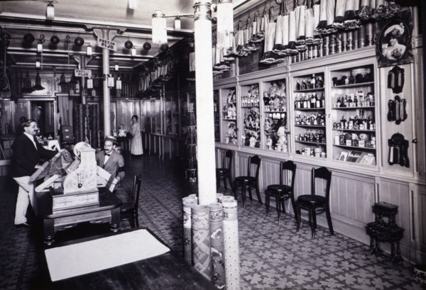 Interior of a toy store, carpets and cleaning objects located in 18 Puertaferrisa street, Barcelo?