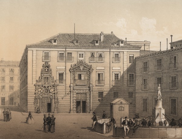 Madrid, building of the Monte de Piedad and Savings Bank in 1842, engraving 1870.