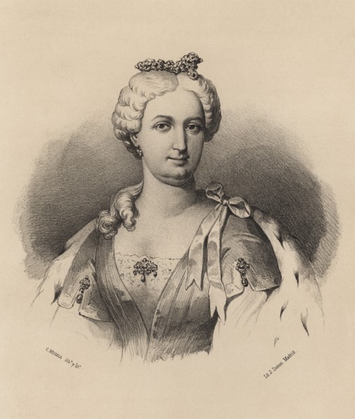 Dona Elizabeth Farnese (1692-1766), second wife of Philip V, Queen of Spain from 1714-1746, engra?