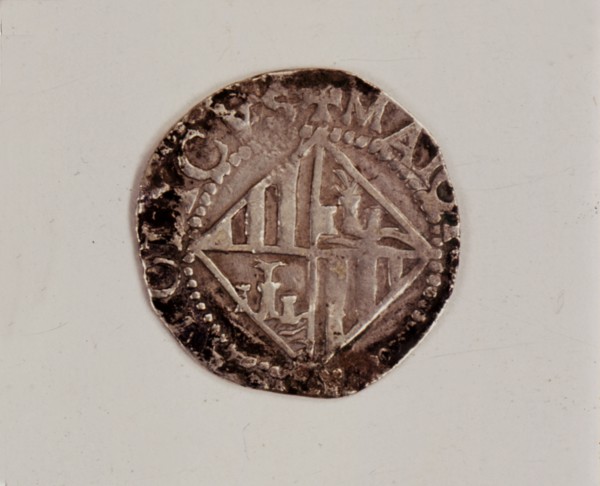 Reverse of a one-real coin in silver, during the reign of Philip III, found in Majorca.