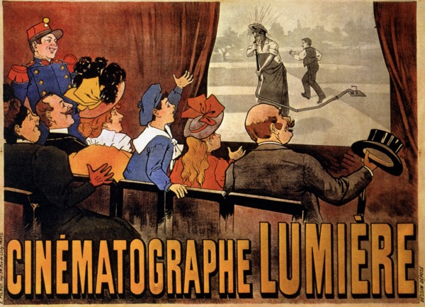Poster advertising the Lumiere Brothers film 'L'arrosseur arrossé'.