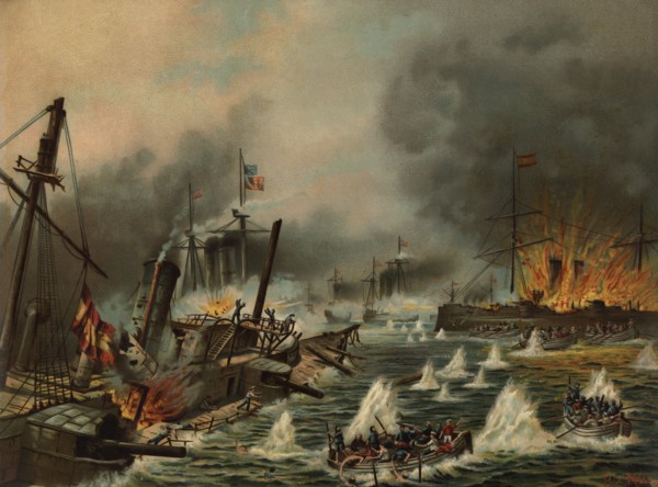 Naval Battle of Cavite (Manila), 1898, navy from Spain and from the United States of America.