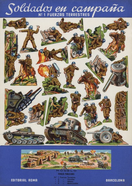 Children cut-out, number one of 'Soldiers in the field,' Roma publishers, 1943.
