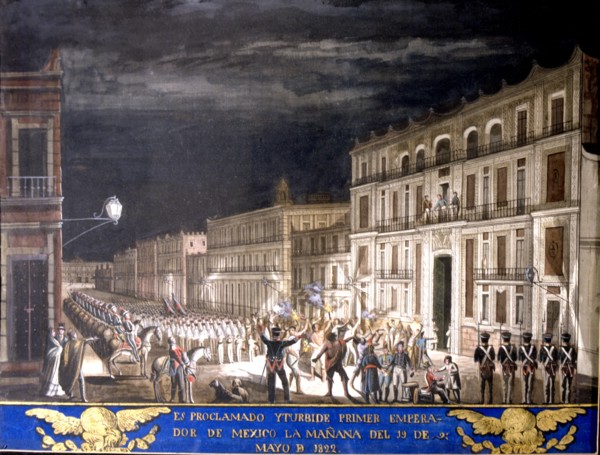 Agustin de Iturbide proclaimed Emperor of Mexico on 18 May. 1822, watercolor, 1822.