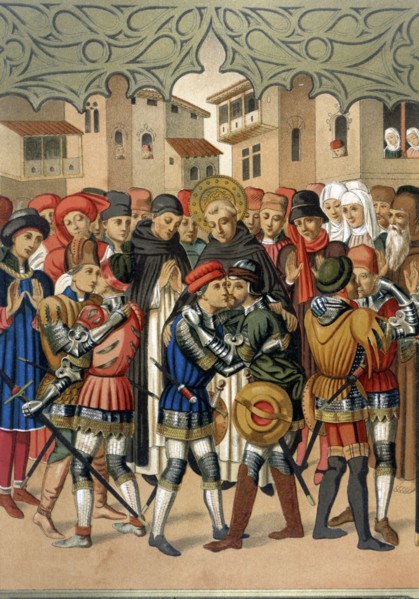 Scene at St. Vincent Ferrer (1350-1419), a Dominican theologian and preacher Spanish sides Centel?