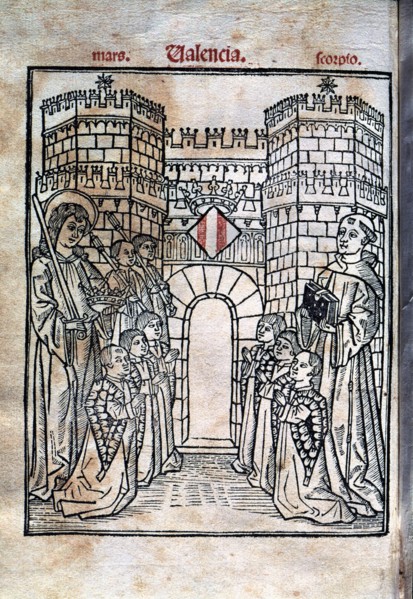 Cover of the edition printed in 1499 'Regiment de la Cosa Pública' (Regime of Public Affairs) wit?