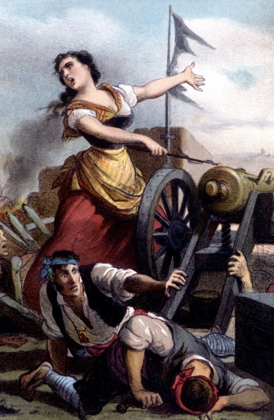 War of the Independence, siege of Zaragoza, Augustine of Aragon firing the cannon at Portillo in ?