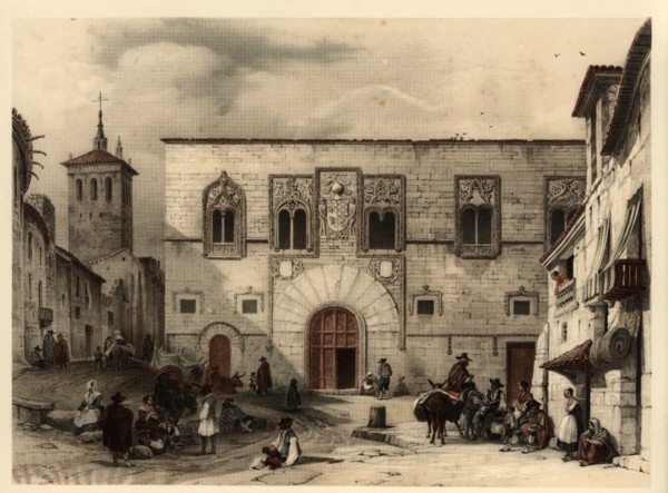 Momos Square in Zamora with scenes of daily life and types of the time.