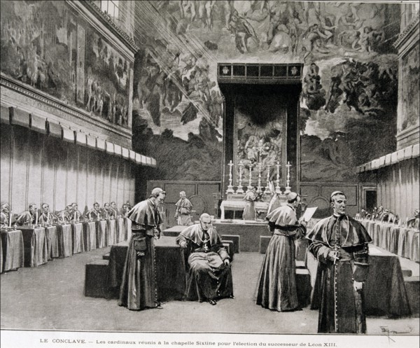 Conclave in the Sistine Chapel to choose a successor to Leon XIII, engraving in the 'Ilustración ?
