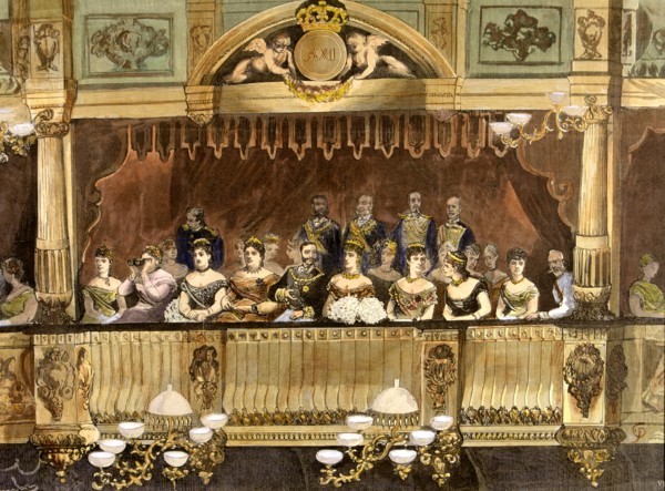 Theater box at the Royal Theatre with Maria Cristina, 1879' Alfonso XII, King of Spain (1857-1885?