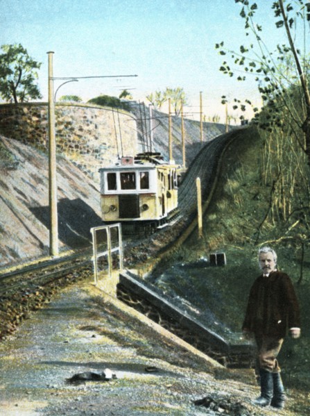 Electric funicular railway up to Mount Vesuvius in Naples, 1910.