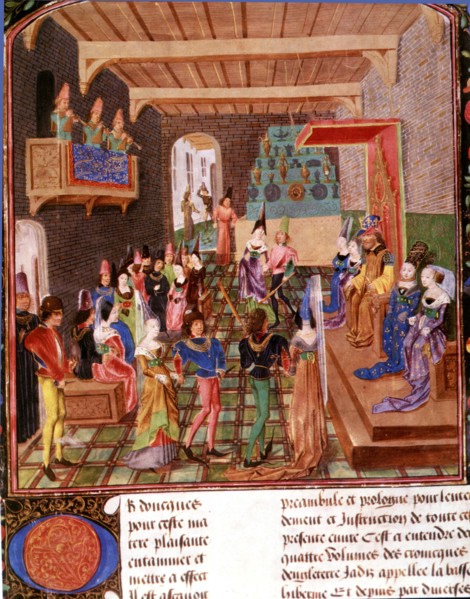 Dance party in the Royal Castle, 14th century miniature.