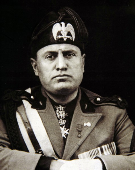 Benito Mussolini (1883-1949), Italian politician and dictator, reproduction of  a photo.