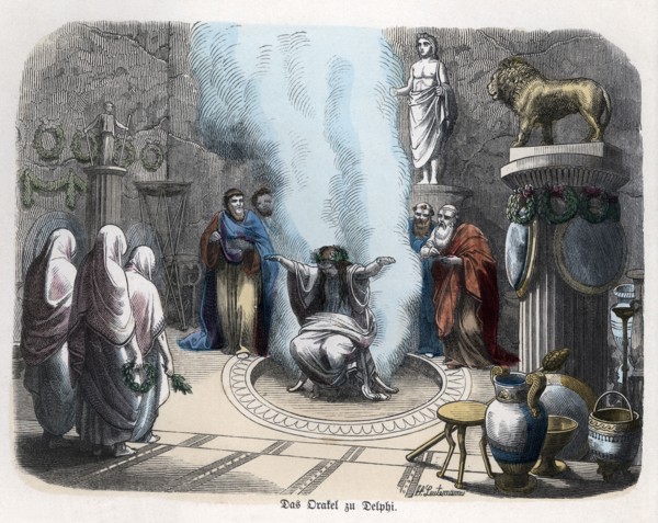 Ancient History. Greece. Oracle of Delphi. German engraving, 1865.