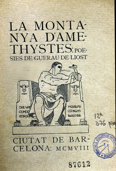Cover of the book 'La muntanya d'amethystes' (The amethysts mountain) by Jaume Bofill i Mates, pu?