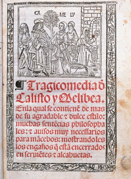 Tragicomedy of Calixto and Melibea by Fernando de Rojas, cover of the printed edition in Burgos i?