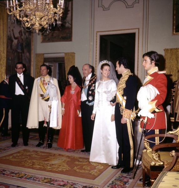 Wedding of Alfonso Borbón Dampierre  (1936-1989) with Maria del Carmen Martinez-Bordiu in 1972.