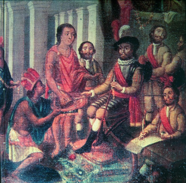 Hernán Cortés, Marques del Valle de Oaxaca representing Spain at the Indians in the conquest of A?