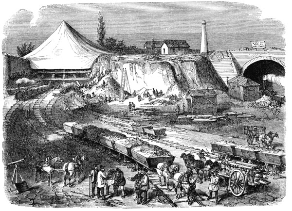 Works for the construction of the Western Railway Station in Paris, the French railways, in Decem?