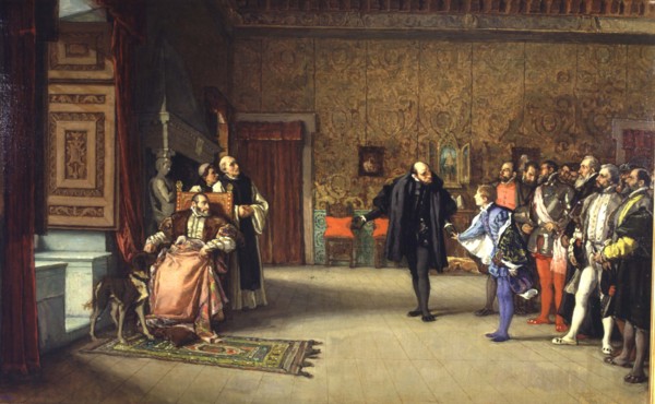 Presentation of D. John of Austria to the Emperor Charles V at Yuste, oil of 1869.