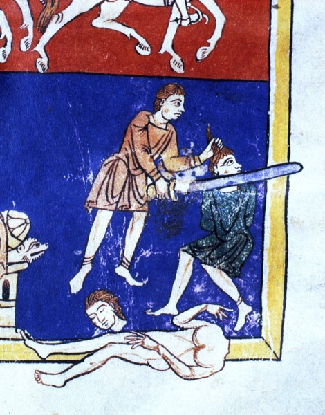 Man decapitating the enemy', detail of the scene 'The Siege of Jerusalem (c.597 b.C) by the troop?