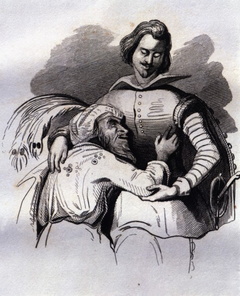 Engraving in the book 'Despedida del Diablo Cojuelo' (Farewell of the Cojuelo Devil) by Luis Vele?