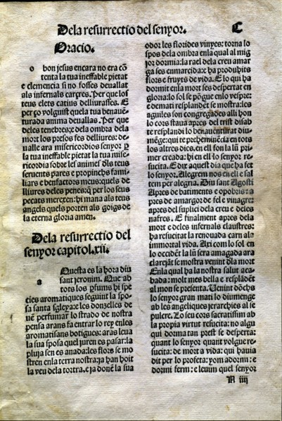 Page from the book 'Lo Quart del Cartoixà' (The Fourth of the Cartoixa), printed in Valencia in 1?