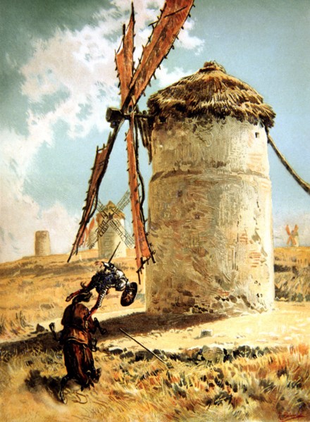 Episode of Don Quixote de la Mancha, 'Mills' with Don Quixote, Miguel de Cervantes character, pub?