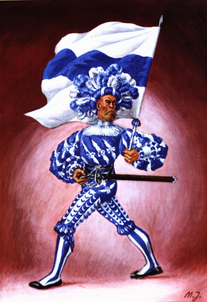 Flag bearer from the canton of Zoug, c. 1510. Color engraving from 1943, published by Editions Fr?