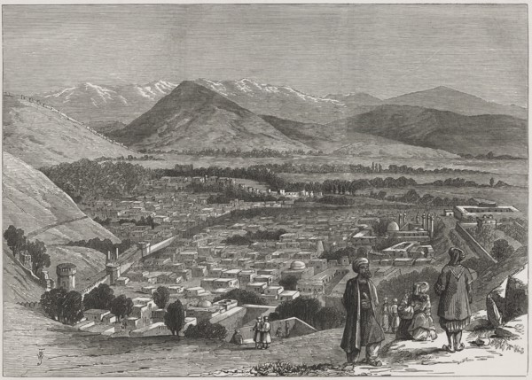British-Afghan war, view of Kabul city from the top of the Citadel. Afghanistan.