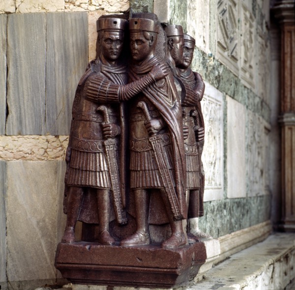 Diocletian (245-313), Roman emperor (284-305), porphyry sculpture outside of San Marco in Venice,?