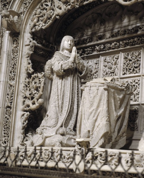 Statue of Alfonso, Infante of Castile (1453-1468) in his grave to the Charterhouse of Miraflores.