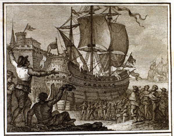 Placing the ship Victoria out of the water as a monument after his trip around the world, engravi?