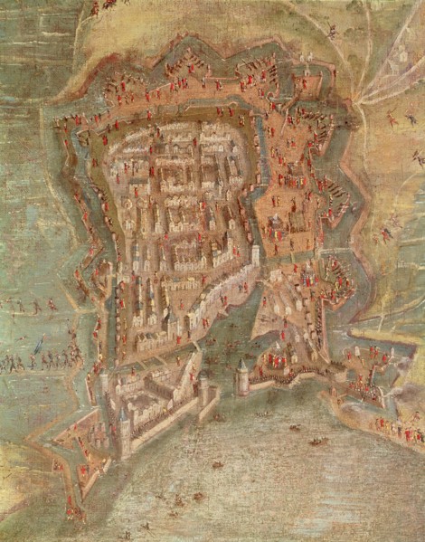 Siege of La Rochelle by the troops of Cardinal Richelieu (1627 - 1628), detail of a 17th century ?