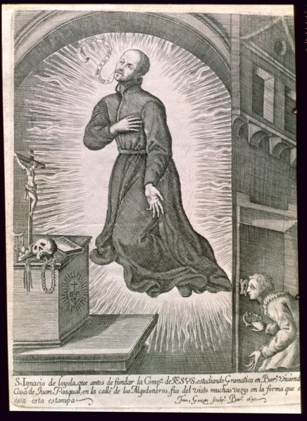 San Ignacio de Loyola (Iñigo Lopez de Loyola). (1491-1556), in full levitation living in Barcelon?