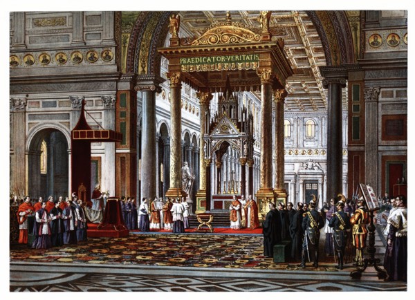 Pontifical ceremonies, 19th century. Vatican City. Feast of Saint Paul. Pontifical Mass at the Ch?