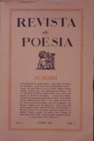 Cover of the 'Revista de Poesía' (Poetry magazine), bimonthly, director Marià Manent, Volume 1, N?