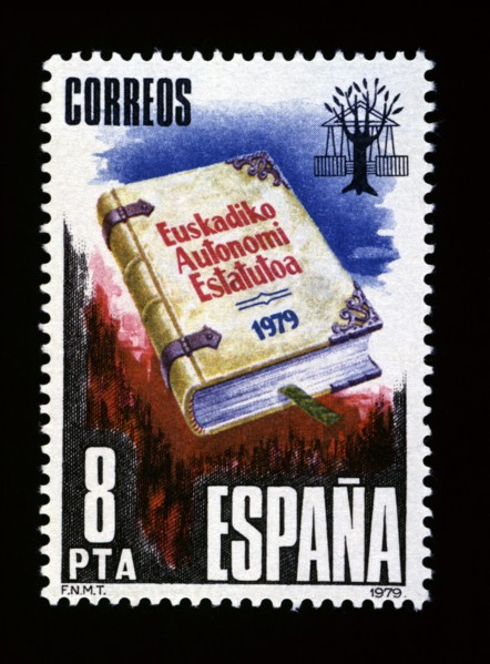 Stamp of 8 pesetas, issued for the proclamation of the Statute of Autonomy of the Basque Country ?