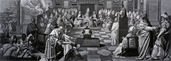 First Council of Nicaea, held in 325 under the pontificate of Pope Sylvester I and the reign of C?