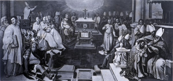 First Council of Constantinople, held in 381 under Pope St. Damasus and the reign of Theodosius '?