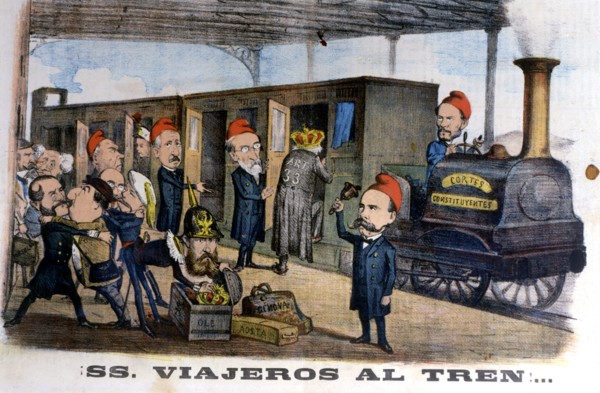 Satirical and allegorical drawing to the government of the country, 'Gentlemen aboard!', publishe?