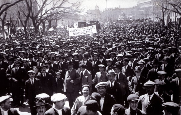 Socialist demonstration in Madrid during the labor party in the May 1, 1931.