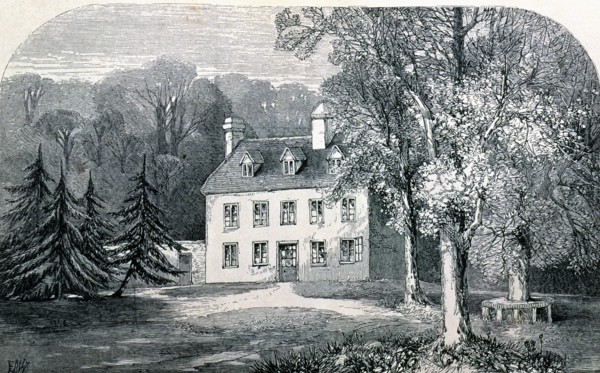 Jane Austen (1775 - 1817), British writer, 1870 Engraving of Steventon rectory, the birthplace of?