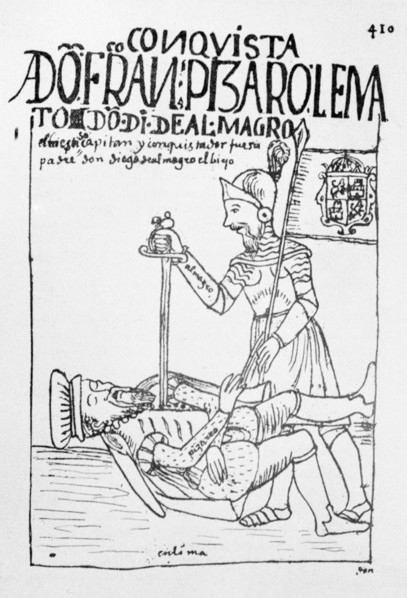 Death of Francisco Pizarro at the hands of Diego de Almagro, illustration from the book 'Nueva Cr?