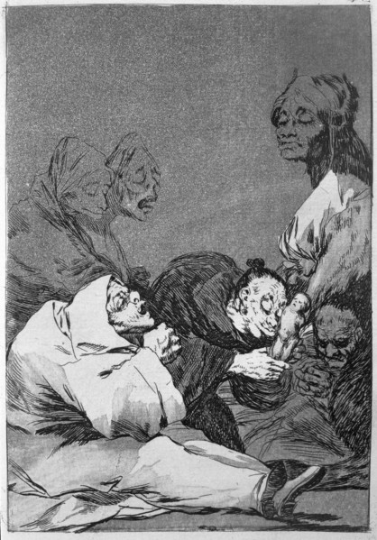 Los Caprichos, series of etchings by Francisco de Goya (1746-1828), plate 47: 'Obsequio a el maes?