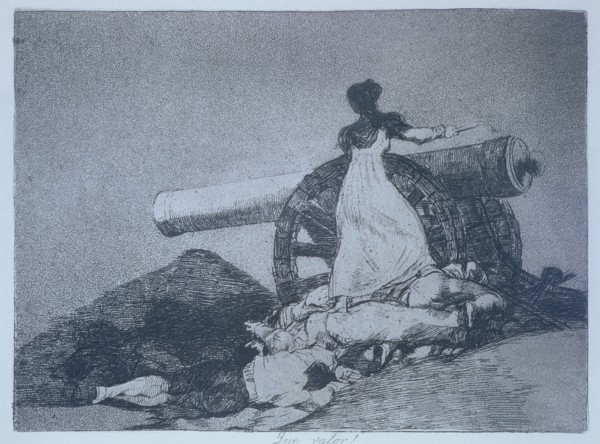 The Disasters of War, a series of etchings by Francisco de Goya (1746-1828), plate 7: 'Qué valor'?