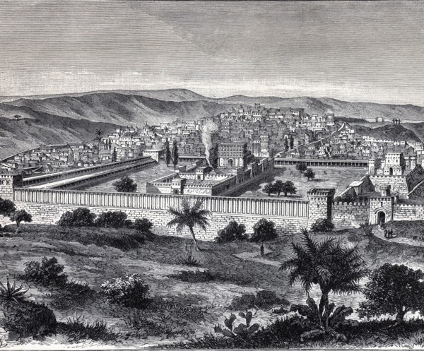 Reproduction of the Temple of Solomon in Jerusalem in the time of Jesus Christ, copy of an engrav?