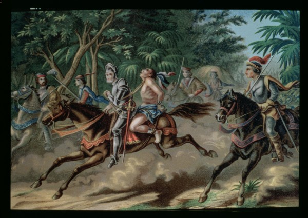 Discovery and conquest of America, capture by the Spanish people of the Caribbean chief Caonabo a?