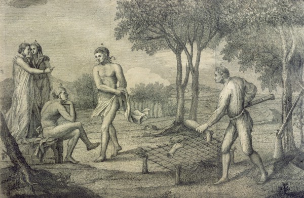 Maipuri Indians, inhabitants of the upper Orinoco, grilling members of a dead enemy, Italian engr?