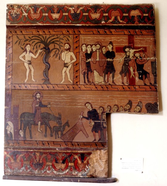 Table of 12th century from Sagas with Adam and Eve and the death of Christ.